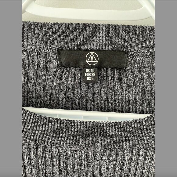Missguided Grey Ribbed Long Sleeve Crop Top - size US 6 - Picture 4 of 4